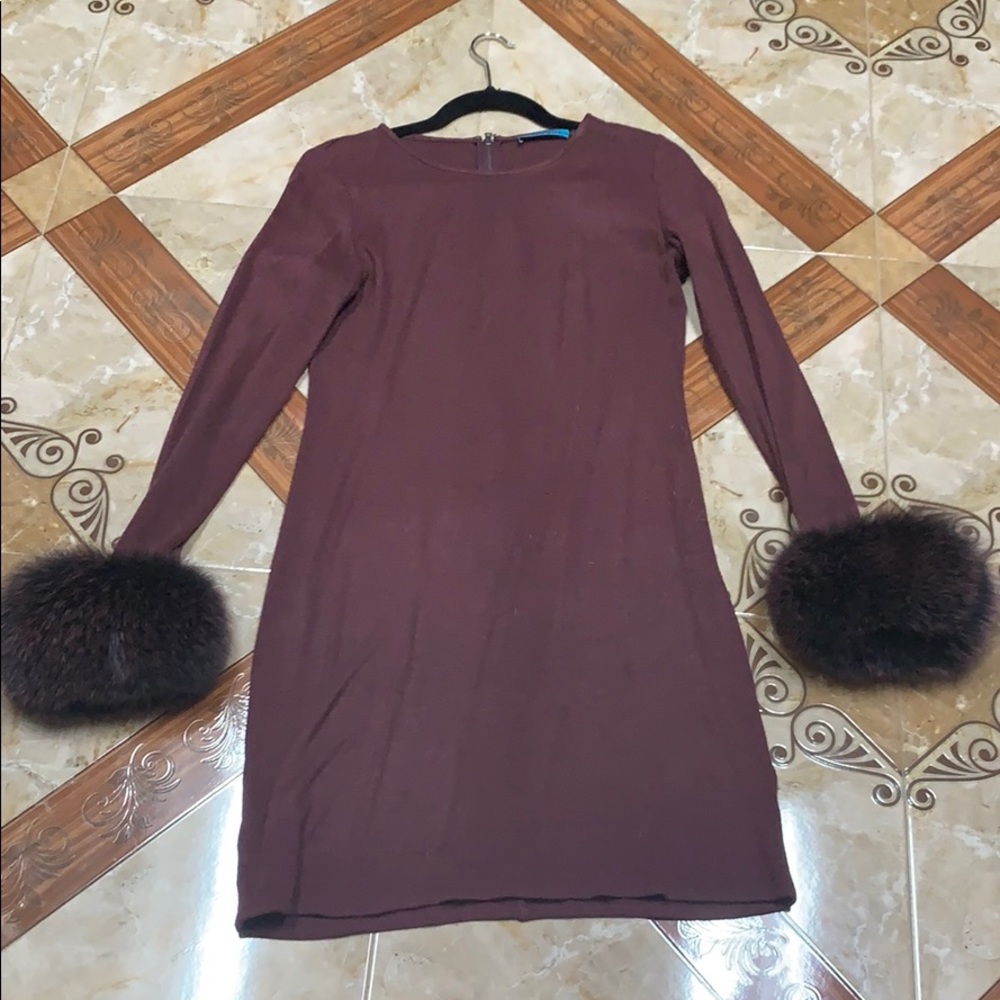 Alice + Olivia Fur cuff dress